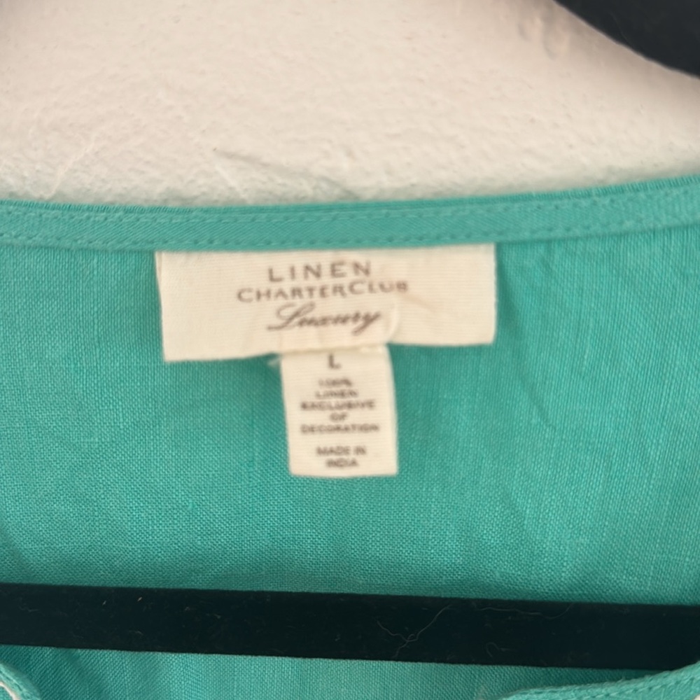 🌟 Charter Club 100% Linen Embroidered Tunic – Size Large 🌟 - Picture 4 of 5